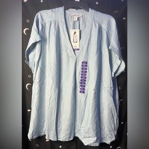 Nine West Blue fog woven popover